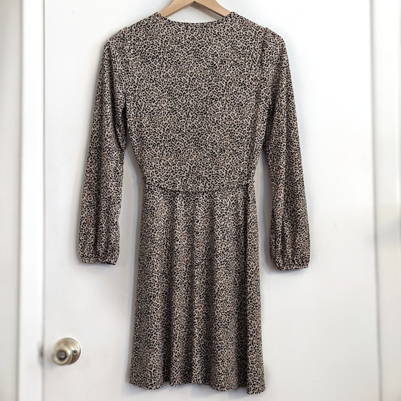 Banana Republic Petite Cheetah Print Belted Knit Fit and Flare Dress - Picture 3 of 7